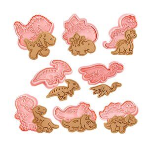 8-Piece Dinosaur Cookie Cutter Set 3D Press Mold for Fun Baking & Kids’ Parties